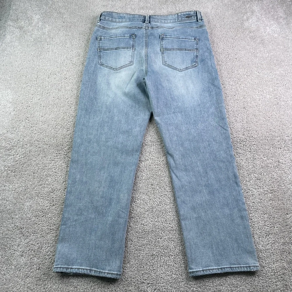 Prana Jeans Womens 12 31 Blue Gram Crop High Rise Button Fly Light Wash Denim